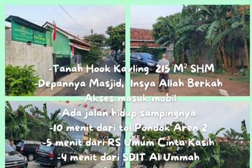 Jual Tanah Kavling Hook di Sawah Lama Ciputat Tangerang Selatan, 10 Menit dari Tol Pondok Aren 2