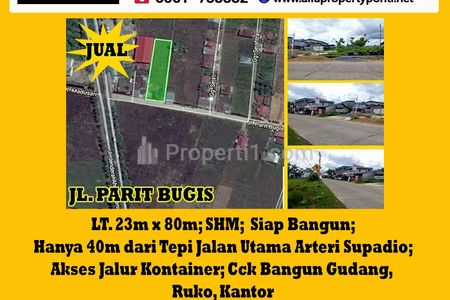 Alfa Property - Dijual Tanah Jalan Parit Bugis Pontianak - Luas Tanah 1840 m2
