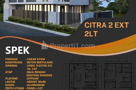 Jual Murah Rumah Baru 2 Lantai Posisi Hook di Perumahan Citra 2 Ext Kalideres