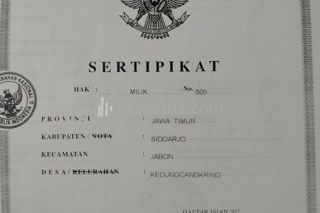 Dijual Rumah di Desa Kedungcangkring Jabon Sidoarjo - Dekat Pondok Pesantren dan Pasar