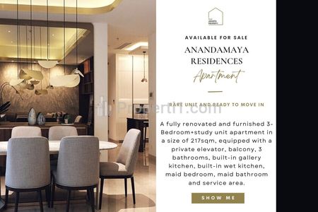 Fast Sale Apartment Anandamaya Residences, 3BR 217sqm, High Floor, Nicely Furnished and Decorated, Unblocking View, Best Price GUARANTEED