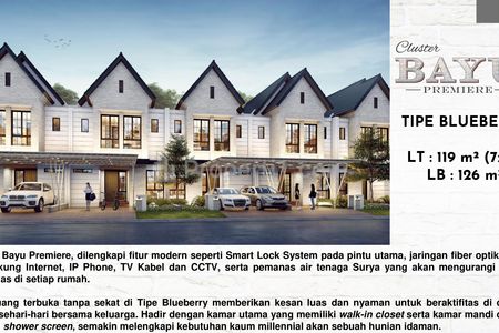 Dijual Rumah Cluster Baru Bayu Premiere Suvarna Sutera Investasi Terbaik Tipe 7x17 Luas Tanah 119m2