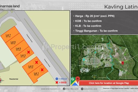 Dijual Tanah Kavling Komersial Siap Bangun Latinos Strategis di BSD - Luas 821 m2