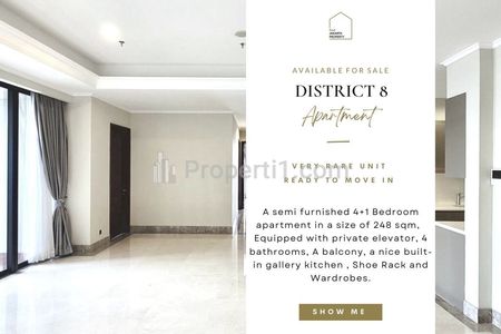 Fast Sale : District 8 Apartment, VERY RARE UNIT, 4+1BR 249sqm, Best Price Guaranteed! Jual Cepat!