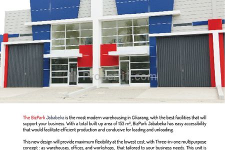 Dijual Pergudangan Bizpark Jababeka Bekasi - Luas Tanah 200 m2