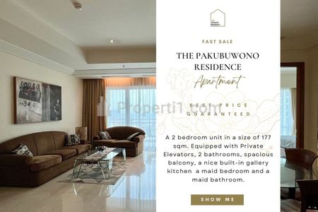 Jual Cepat Apartemen Pakubuwono Residence, 2BR 177m2, Nicely Furnished, Also Avail Other 2/2+1/3/3+1/Townhouse/Penthouse! Below Market Price!!