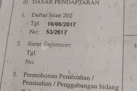 Bukti Luas Tanah SHM. 