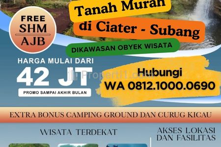 Jual Tanah Kavling Murah di Area Wisata Ciater Subang Jawa Barat