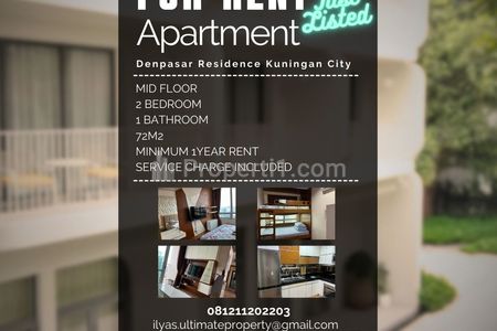 Sewa Apartemen Denpasar Residence Kuningan City 2 Bedrooms Fully Furnished