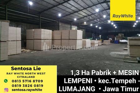 Dijual Pabrik Luas Tanah 1,3 Ha di Lempeni, Tempeh, Lumajang, Jawa Timur - MESIN Lengkap