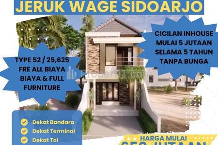 Jual Rumah 2 Lantai on Progress di Wage, Taman, Sidoarjo