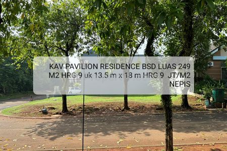 Dijual Tanah Kavling Huk Luas 249 m2 di Cluster Pavilion BSD