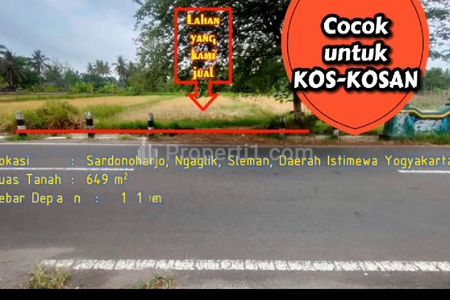 Jual Tanah Sawah di Ngaglik Sleman Dekat Kampus UII dan Pondok Pesantren Pandanaran, Cocok untuk Kost