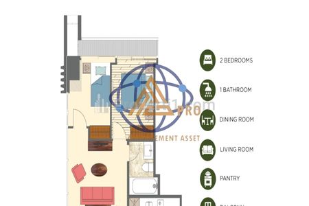 Disewakan Apartemen Orange County Tower Newport Cikarang 2BR Semi Furnished
