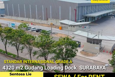 Disewakan Gudang Loading Dock Surabaya di Jalan Raya Osowilangun - Benowo - Gudang Standart Internasional Grade A - Parkiran Mobil LUAS
