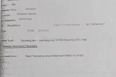 Jual Tanah 5,1 hektar Lokasi matahari terbit sanur