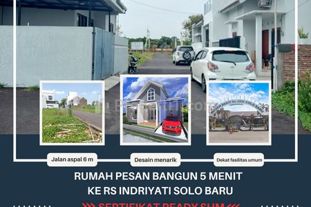 Dijual Rumah 1 Lantai Desain Modern di Baki Sukoharjo, Dekat RS Indriyati