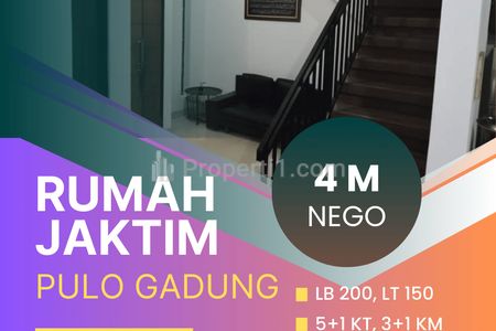 Jual Rumah 2 Lantai di Pulo Gadung Jaktim, Dekat Tol Rawamangun