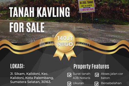 Dijual Cepat Tanah Kavling 200 m2, Sebelah Perumahan Shinta Regency, Kota Palembang