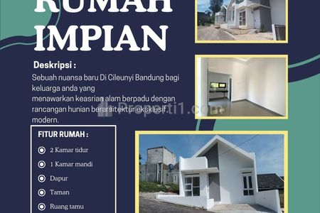 Dijual Rumah Modern Minimalis di Cinunuk Cileunyi Bandung, Akses Jalan Raya 500 Meter