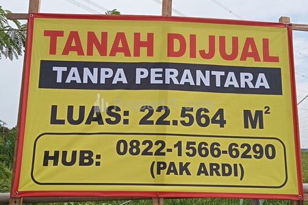 Dijual Tanah Tanpa Perantara Luas 22,564 m2 di Bekasi