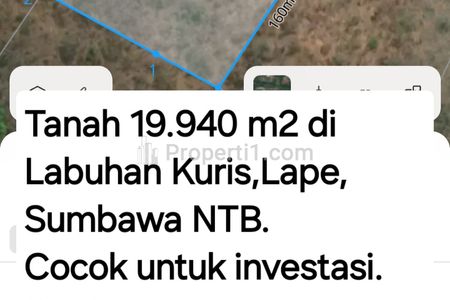 Dijual Tanah 19940 m2 di Labuhan Kuris Lape Sumbawa Nusa Tenggara Barat