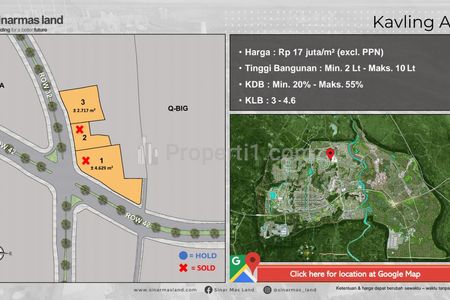Jual Tanah 2717 m2 di BSD Dekat QBig BSD City, BYD, Zona Komersil, Pagedangan, Tangerang, Banten
