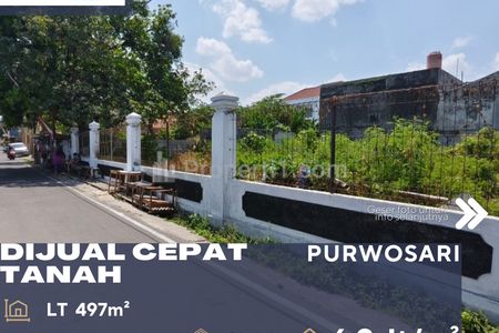 Dijual Tanah Kavling Posisi Hoek di Daerah Purwosari Solo