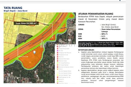 Jual Tanah Murah 2,4 Hektar SHM di Raya Brigif, Pinggir Tol Brigif, Sudah Ada Ijin Apartemen, Gandul, Cinere, Depok, Jawa Barat