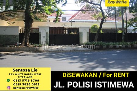 Sewa Rumah LT 641m2 di Nol Jalan Raya Polisi Istimewa, Keputran, Tegalsari, Surabaya Pusat - Dekat Raya Darmo Cocok Buat Segala Usaha, Bank, Kantor