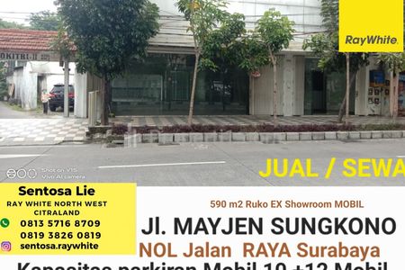 Sewa Ruko LT 590 m2 Ex Showroom Mobil di Jalan Mayjen Sungkono, Surabaya - Parkir 12 Mobil Luas