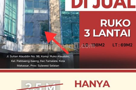 Dijual Ruko Strategis 3 Lantai di Manggala, Makassar, Sulawesi Selatan