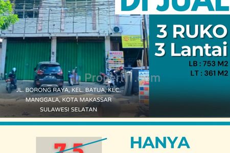 Dijual Ruko Strategis 3 Unit 3 Lantai di Manggala, Makassar, Sulawesi Selatan