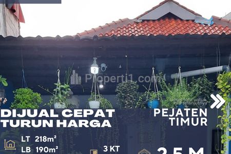 Dijual Cepat Rumah Lokasi Tenang Akses 2 Mobil Turun Harga di Pejaten Timur Jakarta Selatan