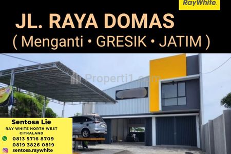 Dijual Ruko 537 m2 Ex Bengkel di Jalan Raya Domas Menganti Gresik Jawa Timur, Cocok Buat Segala Usaha