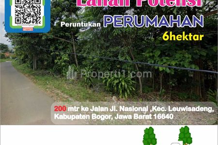 Dijual Tanah Kebun Luas 60.000m2, Lahan Perumahan Dekat Jl. Nasional, Leuwisadeng, Kabupaten Bogor