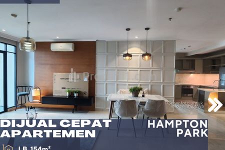 Dijual Apartemen Hamptons Park 3+1BR Combine Unit Renovated Full Furnish
