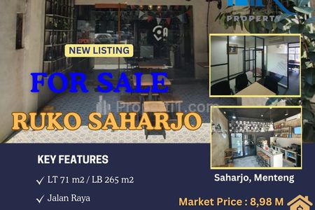 Dijual Ruko Saharjo 3 Lantai Lokasi Depan Jalan Raya di Jakarta Selatan