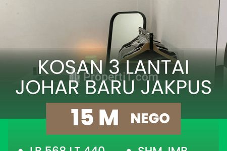 Dijual Kost-kostan Johar Baru Jakarta Pusat, 3 Lantai Sudah Full Penghuni