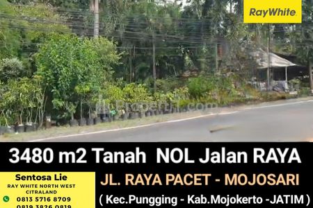 Dijual Tanah Industri 3480 m2 Nol Jalan Raya Pacet, Mojosari, Mjokerto, Jawa Timur - Cocok Buat Segala Usaha - Surat SHM