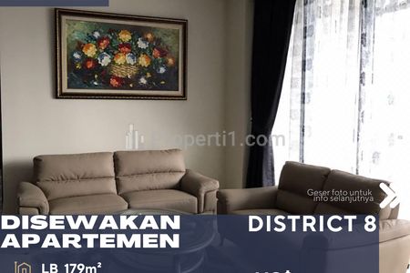 Disewakan Apartemen District 8 Lokasi Prime 3BR Full Furnish