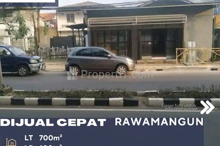 Dijual Rumah Ex-Gudang dan Kantor Posisi Samping Jalan Raya di Rawamangun Jakarta Timur