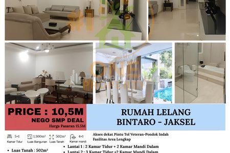 Dijual Rumah Lelang Murah di Bintaro - Jakarta Selatan