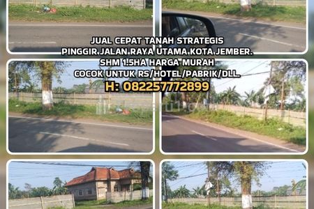 Dijual Tanah Strategis Pinggir Jalan Raya Pondok Lalang, Jember, Jawa Timur