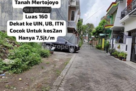 Dijual Tanah di Mertojoyo Malang Dekat Kampus UB, Luas Tanah 160 m2