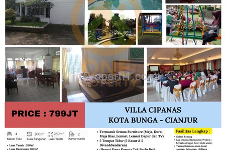 Dijual Villa Mewah & Sejuk di Cipanas, Puncak Kota Bunga - Cianjur