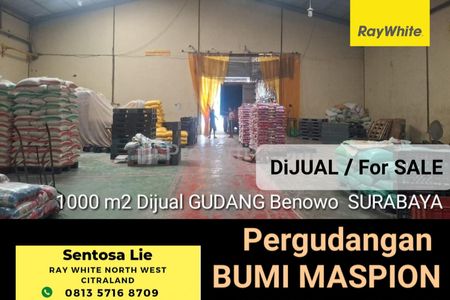 Dijual 1000 m2 Gudang Surabaya - Pergudangan Bumi Maspion Romokalisari Benowo - Akses Truk Kontainer, Dekat Akses Tol, Pelabuhan Tanjung Perak