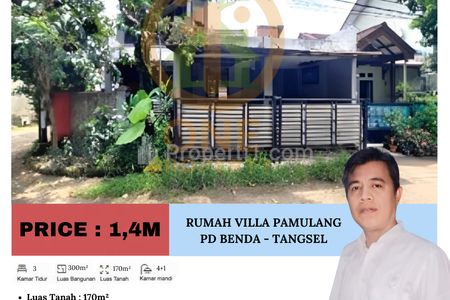 Dijual Rumah Villa Pamulang, Pondok Benda - Tangerang Selatan