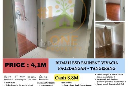 Dijual Murah Rumah Bagus Siap Huni BSD Eminent Vivacia, Pagedangan, Tangerang