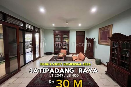 Dijual Rumah Harga NJOP di Komersil Area Pasar Minggu, Jakarta Selatan